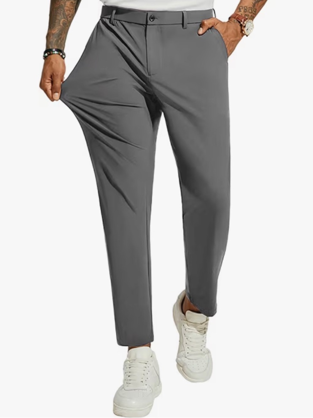 Paul Jones Men's Stretch Casual Golf Career Pants Size Medium Gray